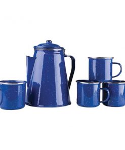 Stansport(TM) 11230 Enamel 8-Cup Coffee Pot with Percolator & Four 12oz Mugs